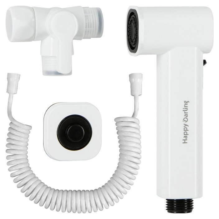 해피달링 다용도 욕실 스프레이건 베란다 호스 청소건 세트, 화이트