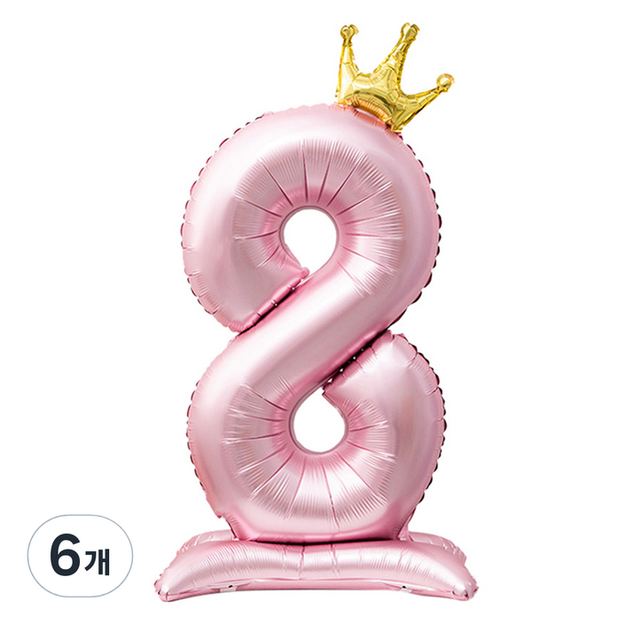 인블룸 대형 왕관 숫자 스탠드 파티풍선 8, 핑크, 6개