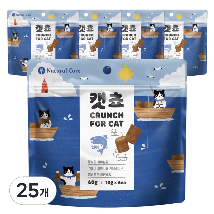 네츄럴코어 캣쵸 고양이간식, 연어, 60g, 25개