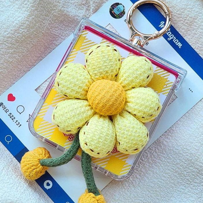 갤럭시z플립 니트포근 플라워 힌지보호 핑거링 케이스