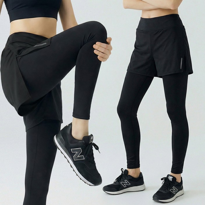 조이할리 여성 투애니런핏 러닝 반바지 레깅스 일체형 9부 운동복 하의 빅사이즈