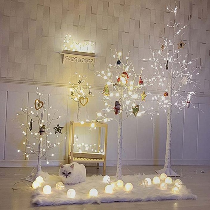 1.2M1.8자작나무LED등크리스마스트리무드등간접조명인테리어스탠드등수면등