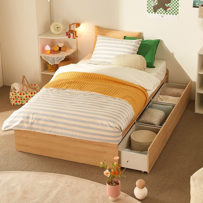 트루베퍼니처 누보 무헤드 빅서랍 수납침대 프레임 SS, 오크