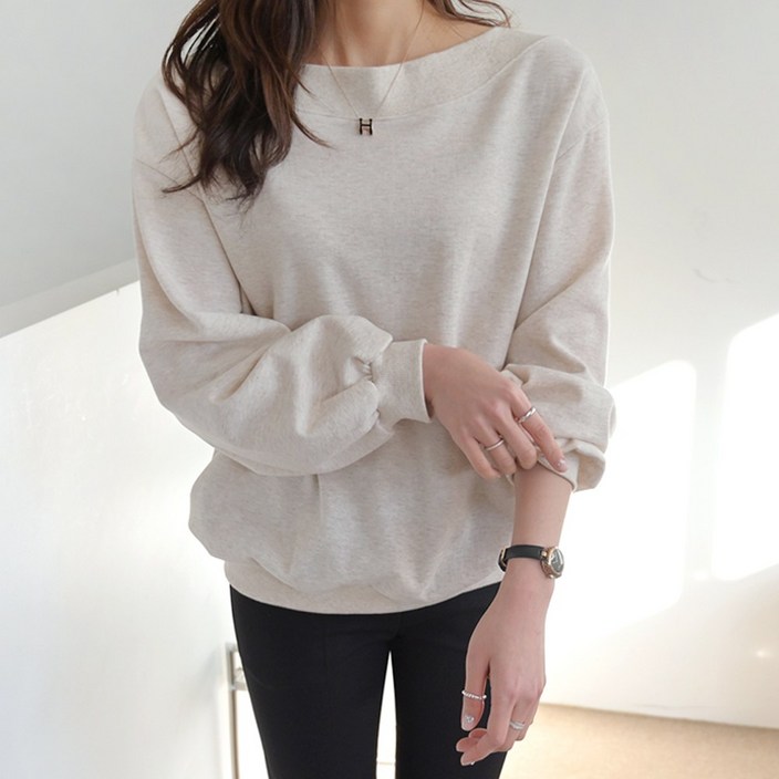 데일리앤 보트넥 여성 루즈핏 무지 맨투맨 데일리앤 보트넥 여성 루즈핏 무지 맨투맨