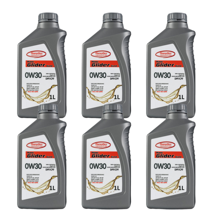 나노렉스 나노글라이더 합성유 프리미엄 엔진오일 0W30 1L Nanorex함유, 0w30, 6개, 1L