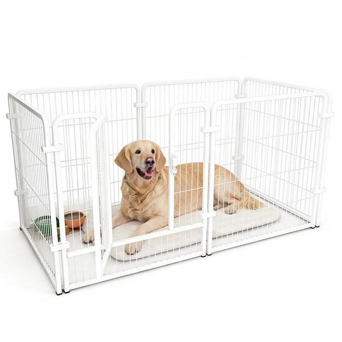 강아지 울타리 강아지 펜스 강아지 케이지 애견 고양이 안전문 6P, 1개, 화이트