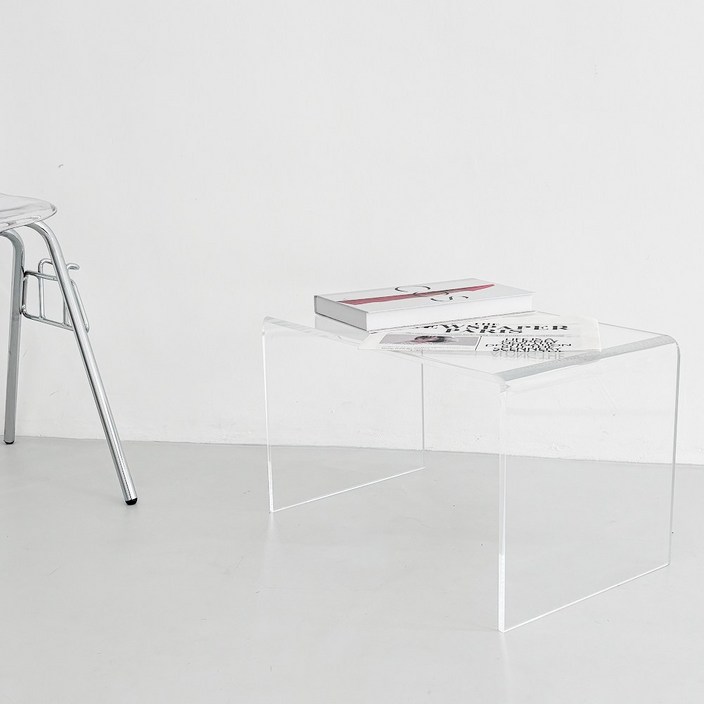 코드홈 통아크릴 거실 테이블 인테리어 카페 스튜디오 탁자, 투명