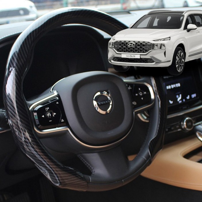 꾸러기점빵 더스타일 카본 슬림핏 고무냄새 없는 올시즌 핸들커버 싼타페TM, 블랙