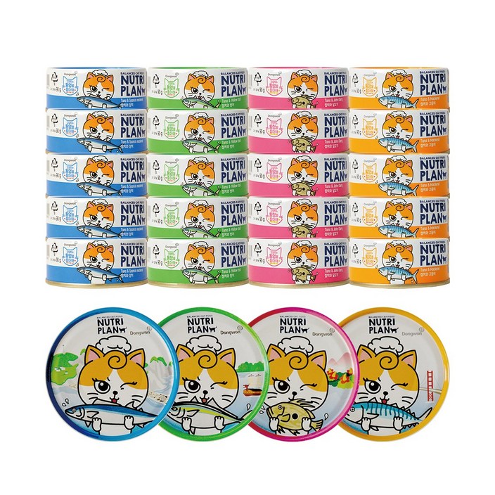 동원뉴트리플랜 고양이 간식캔, 4종 혼합, 90g, 24개