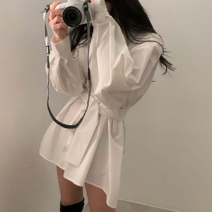 래피의류 미니 랩셔츠 원피스