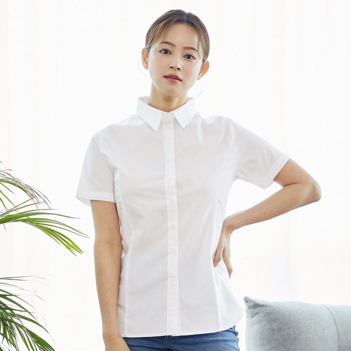 유니스토어 반팔 면혼방 남여 셔츠블라우스  3color