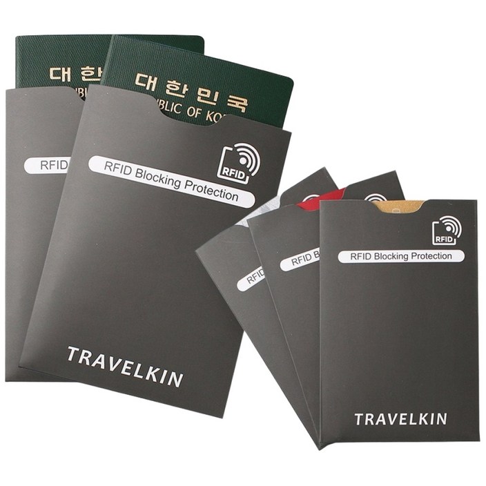 해킹방지 여권슬리브  카드슬리브 5개세트. 안티스키밍 RFID 여권케이스 패스포트홀더 신용카드케이스 여행용품