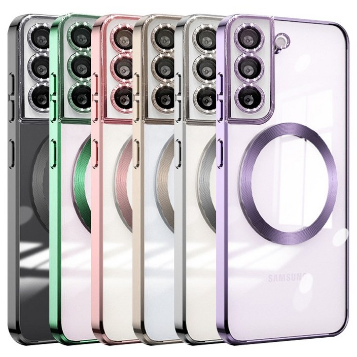 벌크온 갤럭시 S22 플러스 울트라 맥세이프 마그네틱 카메라 풀커버 메탈릭 컬러 투명 휴대폰 케이스