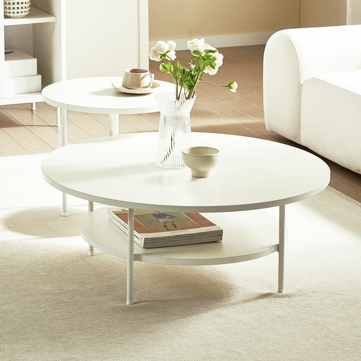 세이지홈 루나 원형 800 소파 거실테이블 레이어드 좌탁 티테이블 국내제작