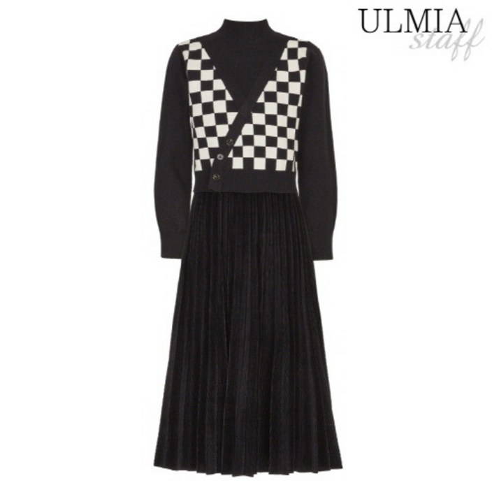 율미아스탭 율미아스탭 체커보더배색니트원피스_S2W1OP3601