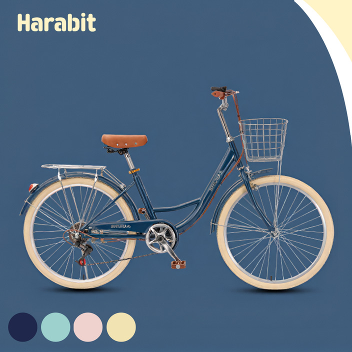 하라빛 여성 자전거 출퇴근 클래식 여성용 입문용 경량 바이시클 가성비 바이크 학생, 1개, 150cm, 08딥블루 24인치