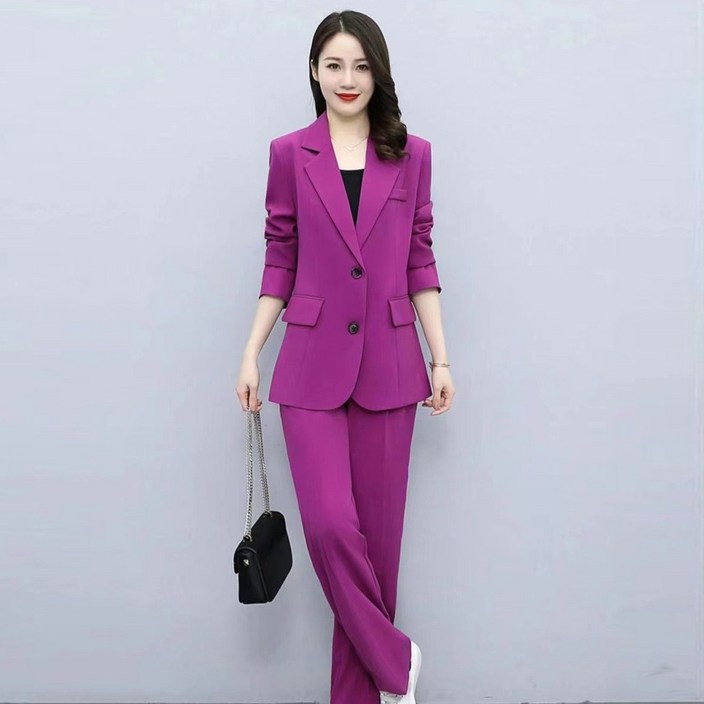 타임퓨어 여성 정장세트 가을겨울 여성 오피스룩 투피스 세트 자켓과 와이드 팬츠 직장인 룩 스타일리시한 세트