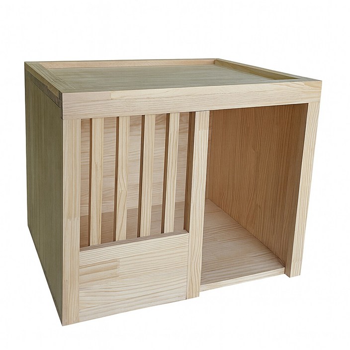 펫앤퍼니처 원목 완제품 강아지 고양이 하우스 숨숨집, 1개, 원목