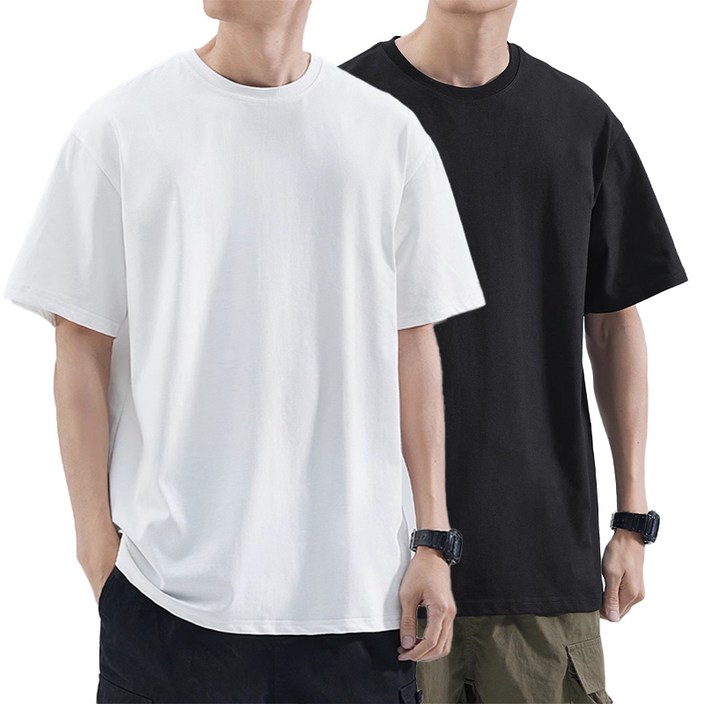 KDNC 2장세트 11 5부 라운드 순면 남녀공용 반팔 티셔츠