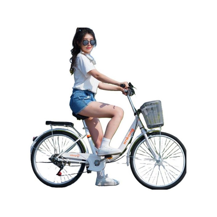 접이식 여성 자전거 바구니 6단 기어 24인치 22인치 미니벨로 가벼운 트라이폴드 휴대용