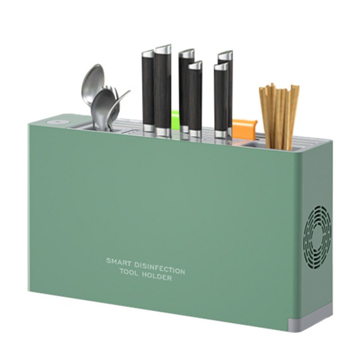 RUN Home UV 살균 건조 수저 가드 블럭 + 2개 도마 세트, 그린, 1개