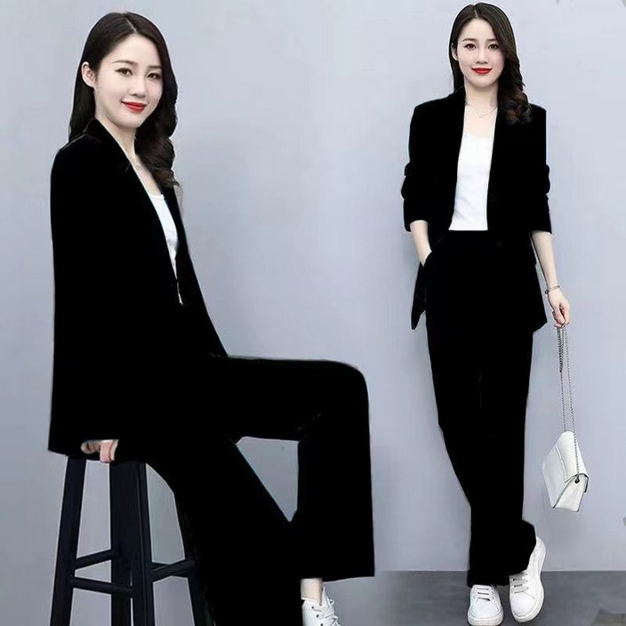 SALENEW 여성정장 오피스룩 세미정장 여성 정장 세트 투피스 여자정장 여성 정장 자켓 여성정장바지 세미와이드 빅사이즈여성정장 소프트 원단 6XL