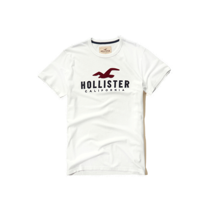 HOLLISTER 남성 반팔 자수로고 라운드넥 캐주얼 티셔츠