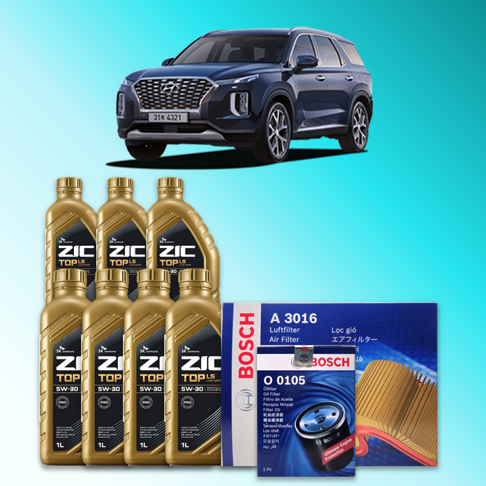팰리세이드 (LX2) 3.8 가솔린 엔진오일세트 SK 지크 탑 LS 5W30 (ZIC TOP LS)