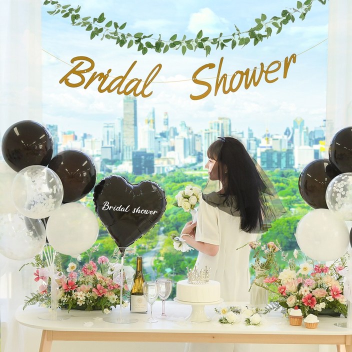 메리파티 브라이덜샤워 소품 풍선 세트 3인 4인 파티 12종 올인원구성