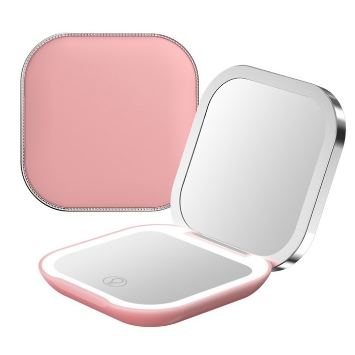 포켓 LED 휴대용 화장 손거울 확대경 뷰티 미러, 1개, 화이트