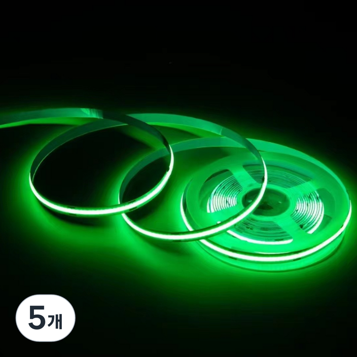 원그리드 USB COB LED 스트립 5m 잘라쓰는 줄조명 밝기조절, 5개, 그린