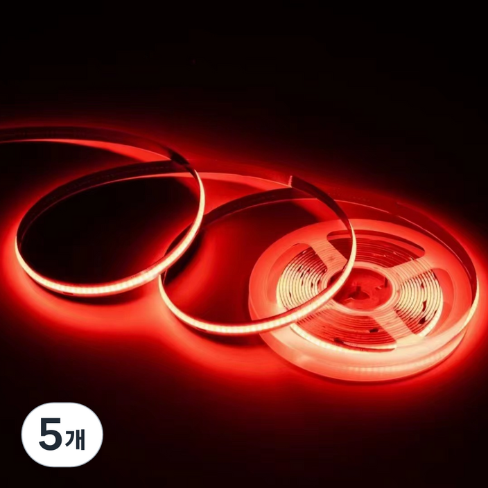 원그리드 USB COB LED 스트립 5m 잘라쓰는 줄조명 밝기조절, 5개, 레드