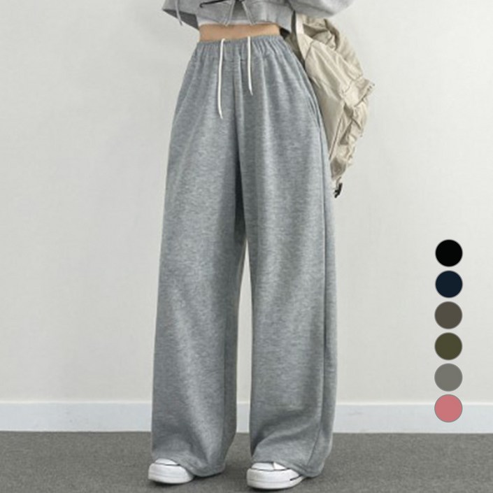 위드후이린 여성용 트레이닝 밴딩 면 와이드 팬츠