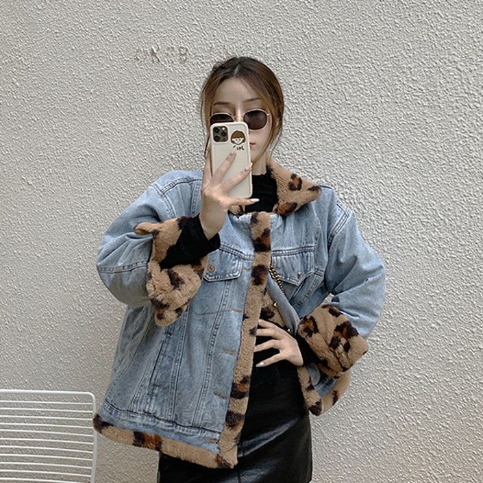 루나걸 여성용 레오 데님 양면 숏코트