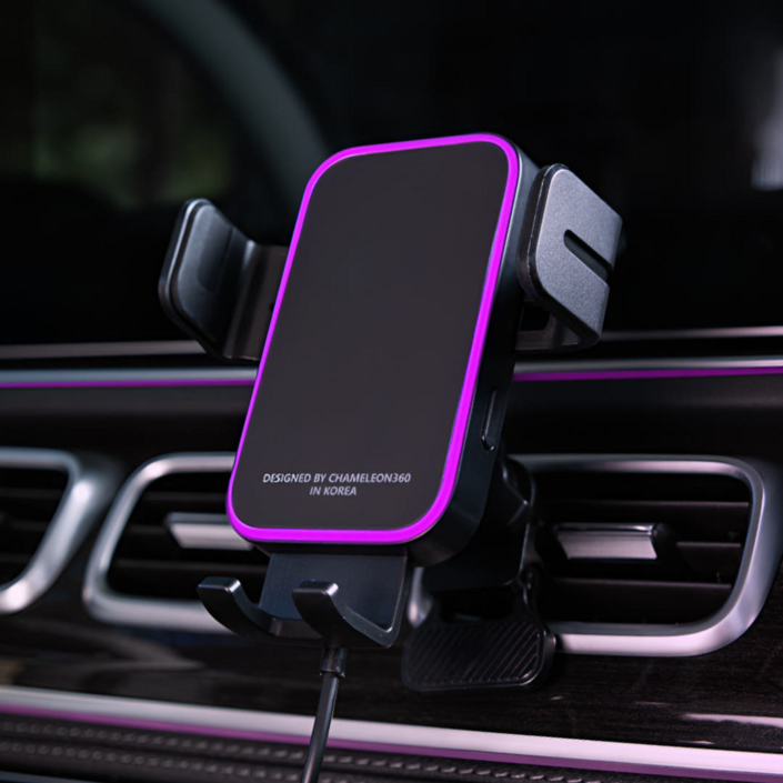 카멜레온360 차량용 핸드폰 고속 무선충전 집게타입 거치대