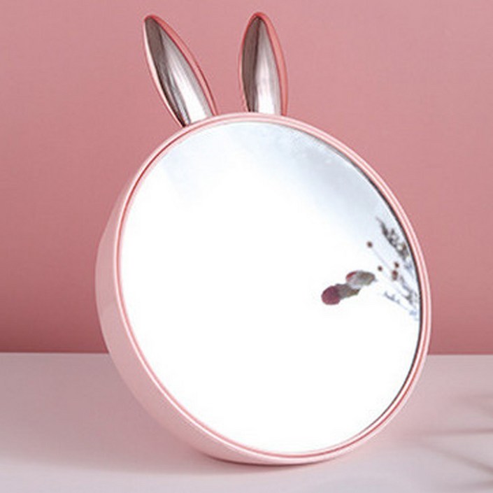 토끼귀 리어수납 탁상거울, 핑크 20221101