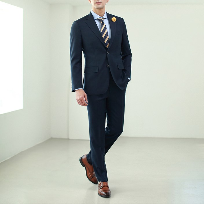 맨잇슈트 남성용 프리미엄 솔리드 슬림핏 정장 재킷  팬츠 세트