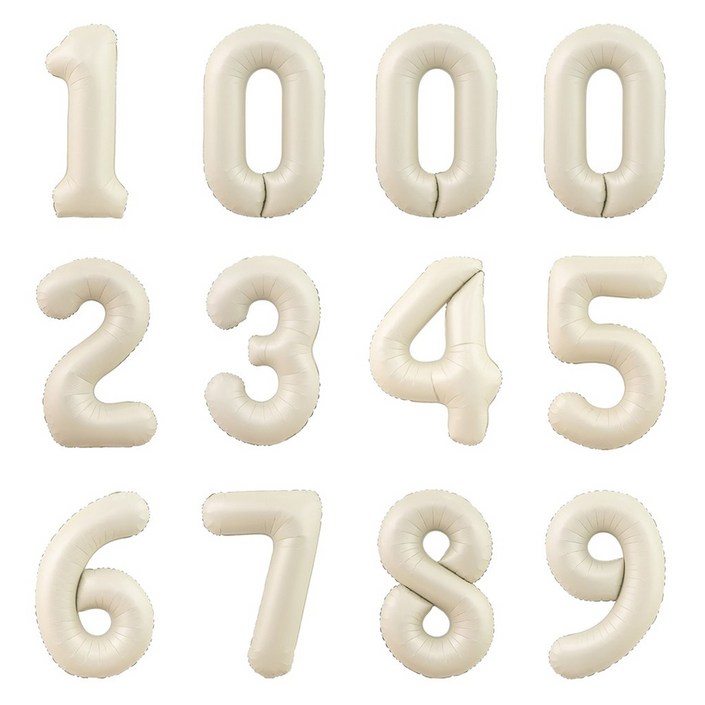 파티아일랜드 숫자 호일 풍선 12p 세트 80cm, 크림, 1세트