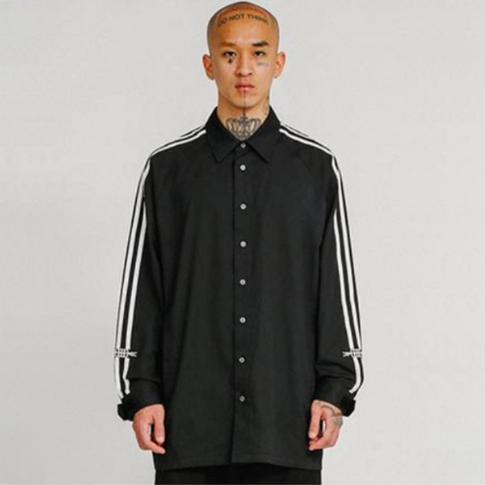 아조바이아조 2 Stripes Oversized Reglan Shirt AJ222SH003BK