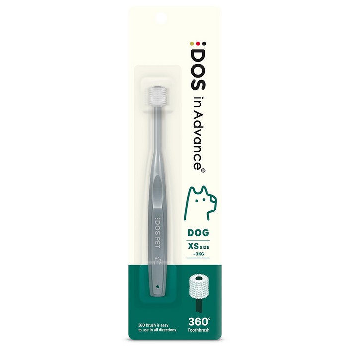 DOS 인어드밴스 360 초소형견 칫솔 XS, 10g, 1개, 그레이