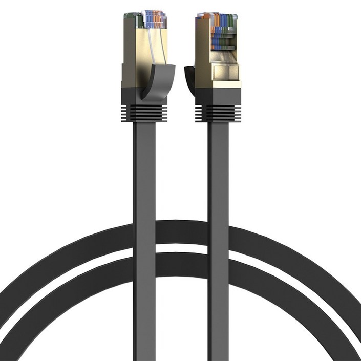 일리온 CAT7 랜선 꼬임방지 칼국수형 초고속 랜선케이블, 블랙, 1개, 10m