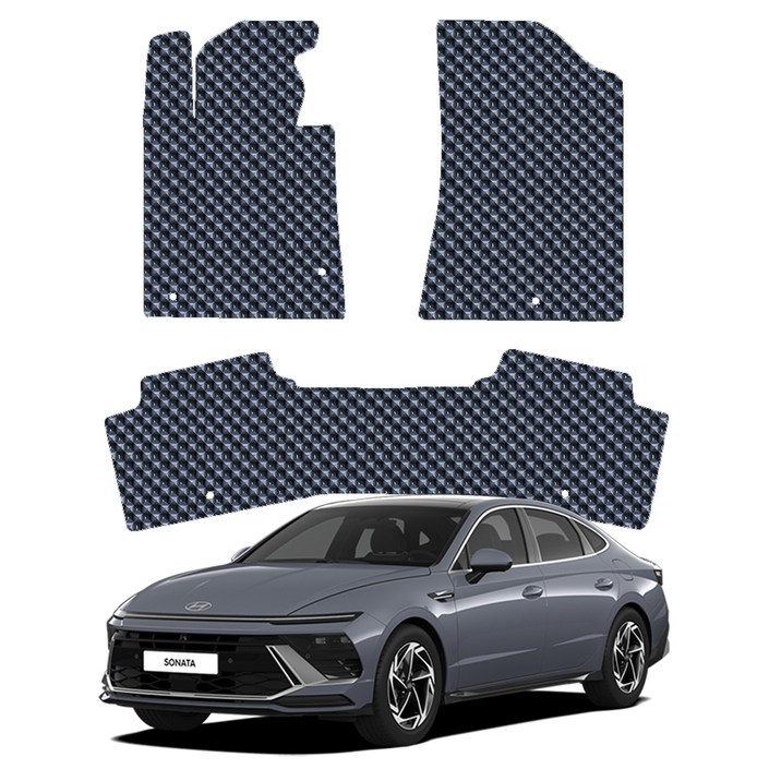 오토가드 엠보싱 3D 벌집 고무 1열, 2열 자동차 매트, 그레이, 쏘나타 디엣지 N라인 공용 가솔린 / 하이브리드 / LPG 2023년 5월~