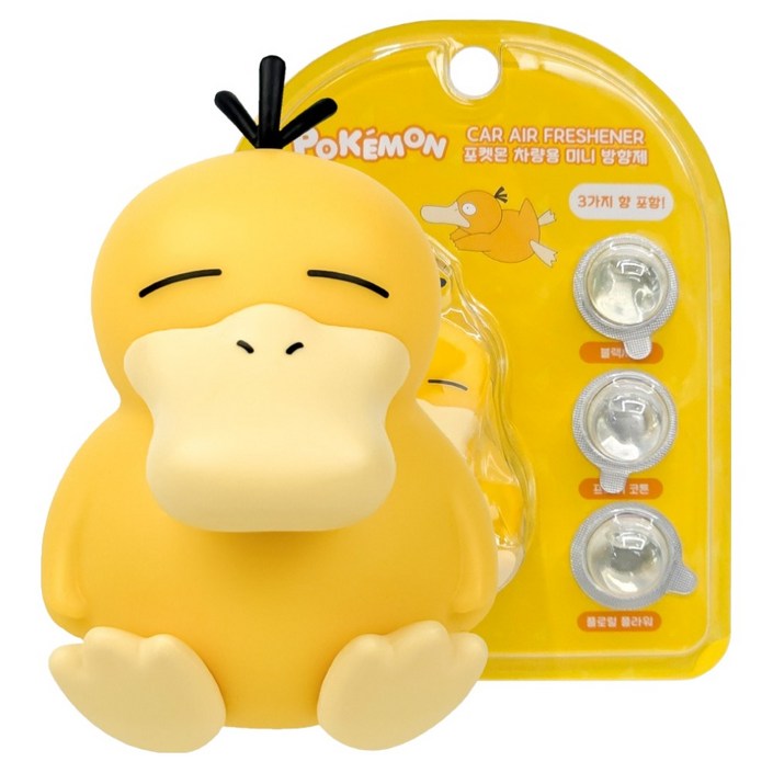 벨르아망 포켓몬 미니 차량용 방향제 고라파덕, 1개, 블랙체리, 프레쉬 코튼, 플로럴 플라워