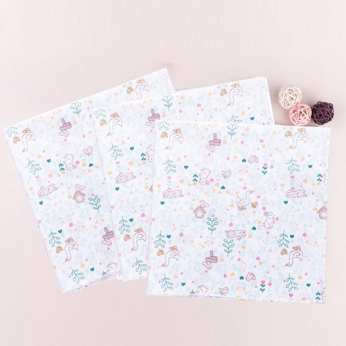 한스네이처 순면 가제 엠보 손수건 특대형 3p