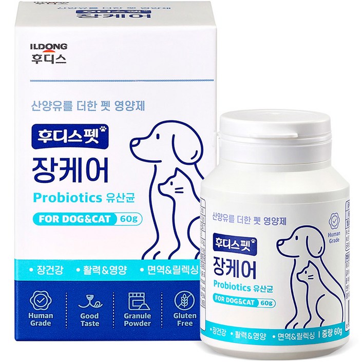 일동후디스 반려동물 후디스펫 장케어 유산균 산양유 60g, 밀크요거트맛, 1개, 소화기능 개선