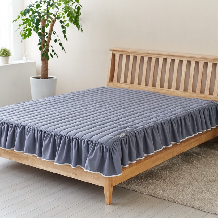 류금숙 라인 실키케어 프릴 차렵이불 베개 숏 매트커버 세트