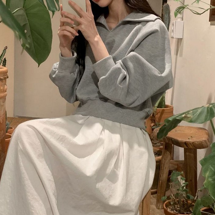 메이첼 미니 브이 카라 데일리 맨투맨 11480