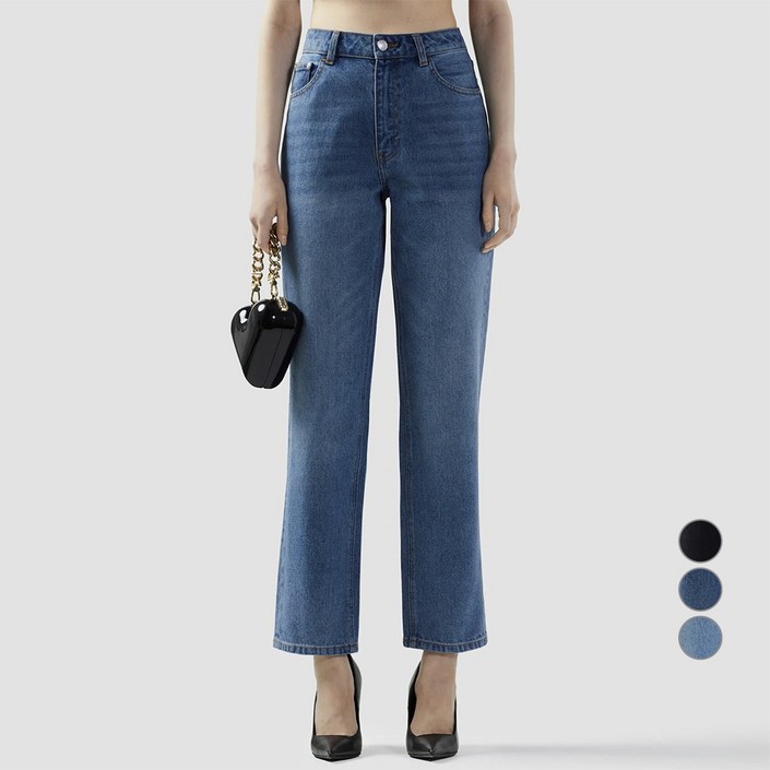 GCDS 여성용 데님 스트레이트 면 트라우저 DKMAA21020