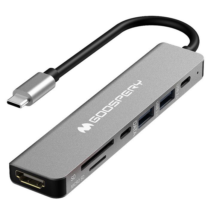구스페리 7포트 USB 3.0 HDBMI C타입 멀티허브, 단일색상, 1개