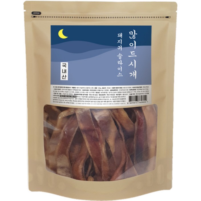 강아지 많이드시개 대용량 수제 건조간식, 돼지귀슬라이스, 300g, 1개